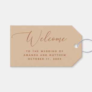 Warme Perzik Zand Minimalistische Trouw Welkom Ges Cadeaulabel