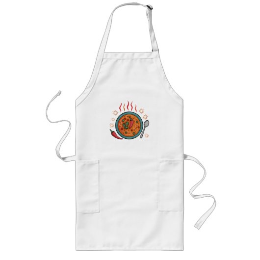 Warme pittige curryvoedsel kunst lang schort (Voorkant)
