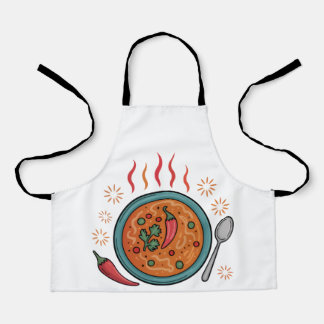 Warme pittige curryvoedsel kunst schort