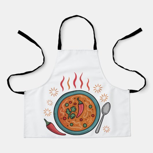 Warme pittige curryvoedsel kunst schort (Voorkant)