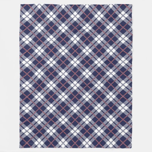 Warme Plaid Deken in Koraal en Marine Tartan Desig (Voorkant)