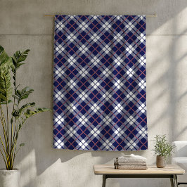 Warme Plaid Deken in Koraal en Marine Tartan Desig