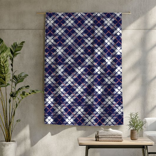 Warme Plaid Deken in Koraal en Marine Tartan Desig