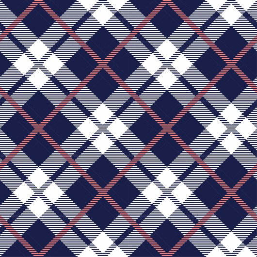 Warme Plaid Deken in Koraal en Marine Tartan Desig