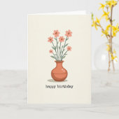 Warme Pot Verjaardagskaart Kaart (Gele Bloem)