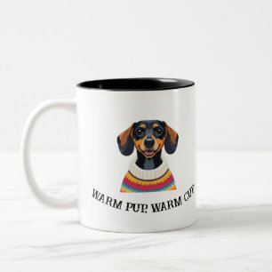 Warme Pup, Warm Cup – Teckel in Trui Mok
