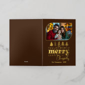 Warme Retro Hand getrokken Vrolijke Kerstfoto Folie Feestdagenkaart (Buiten Laag)