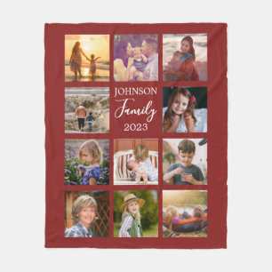 Warme Rode Familie Fotocollage Dekbed Fleece Deken