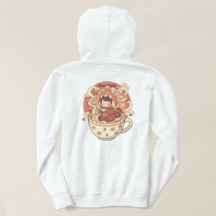 Warme Rode Panda Koffiekop Grafische Hoodie