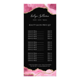 warme roze agar op zwarte prijslijst reclamekaart