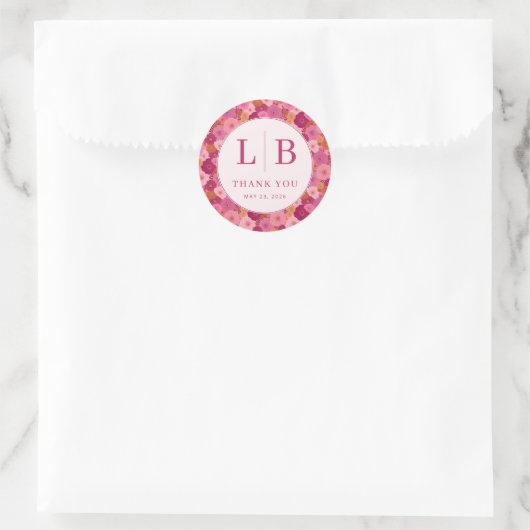 Warme Roze Bloemige Viering Ronde Sticker (Tas)