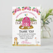 Warme roze Boerderij Birthday Dank je wel Kaart (Staand voorkant)