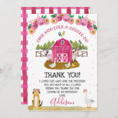 Warme roze Boerderij Birthday Dank je wel Kaart (Voorkant / Achterkant)