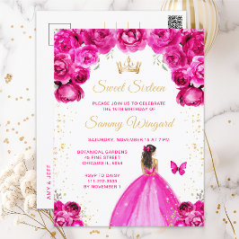 Warme Roze Bruine Prinses Sweet Sixteen Briefkaart