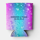 Warme roze en Aqua Blue Gradiënt Water Droplets Blikjeskoeler (Voorkant)
