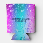 Warme roze en Aqua Blue Gradiënt Water Droplets Blikjeskoeler (Achterkant)