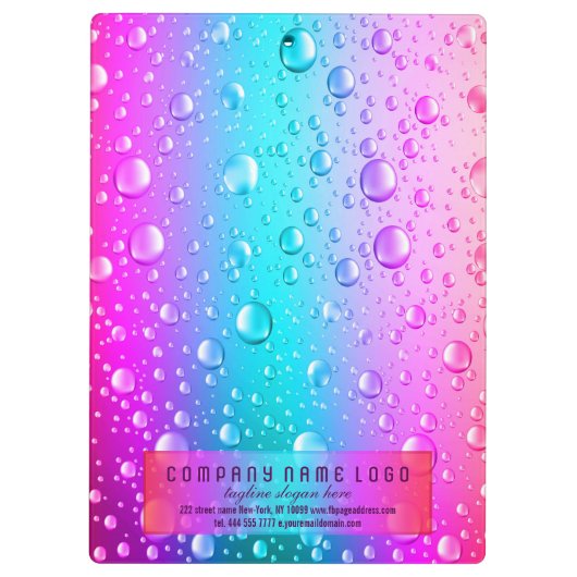Warme roze en Aqua Blue Gradiënt Water Droplets Klembord (Achterkant)