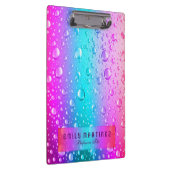 Warme roze en Aqua Blue Gradiënt Water Droplets Klembord (Rechts)