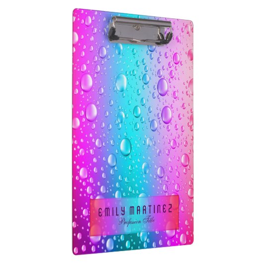 Warme roze en Aqua Blue Gradiënt Water Droplets Klembord (Rechts)