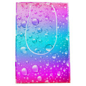 Warme roze en Aqua Blue Gradiënt Water Droplets Medium Cadeauzakje (Voorkant)