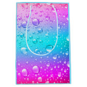 Warme roze en Aqua Blue Gradiënt Water Droplets Medium Cadeauzakje (Voorkant)