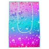 Warme roze en Aqua Blue Gradiënt Water Droplets Medium Cadeauzakje (Achterkant)