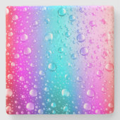 Warme roze en Aqua Blue Gradiënt Water Droplets Stenen Onderzetter (Voorkant)