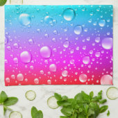 Warme roze en Aqua Blue Gradiënt Water Droplets Theedoek (Gevouwen)