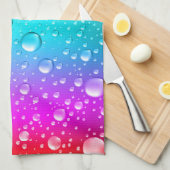 Warme roze en Aqua Blue Gradiënt Water Droplets Theedoek (Quarter Fold)