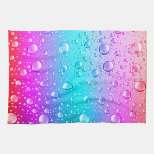 Warme roze en Aqua Blue Gradiënt Water Droplets Theedoek