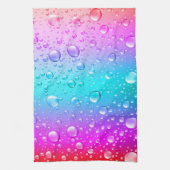 Warme roze en Aqua Blue Gradiënt Water Droplets Theedoek (Verticaal)