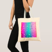 Warme roze en Aqua Blue Gradiënt Water Droplets Tote Bag (Voorkant (product))