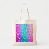 Warme roze en Aqua Blue Gradiënt Water Droplets Tote Bag (Voorkant)
