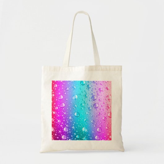 Warme roze en Aqua Blue Gradiënt Water Droplets Tote Bag (Voorkant)