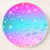 Warme roze en Aqua Blue Gradiënt Water Droplets Zandsteen Onderzetter (Voorkant)