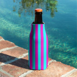 Warme Roze En Cyaan Blauw Groen Turquoise Strepen Flesjeskoeler
