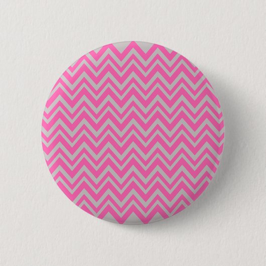 Warme roze en grijze zigzag patroon ronde button 5,7 cm (Voorkant)