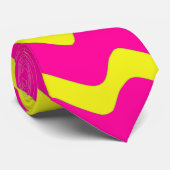 warme roze en neongele golven stropdas (Opgerold)