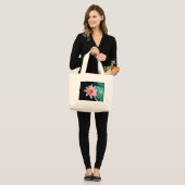 Warme roze en oranje lotuswaterbloem grote tote bag (Voorkant (model))