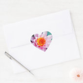 Warme roze en oranje lotuswaterbloem hart sticker (Envelop)