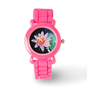 Warme roze en oranje lotuswaterbloem horloge