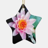 Warme roze en oranje lotuswaterbloem keramisch ornament (Links)