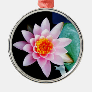 Warme roze en oranje lotuswaterbloem metalen ornament