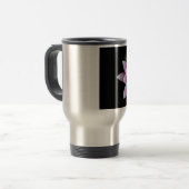 Warme roze en oranje lotuswaterbloem reisbeker (Voorkant links)