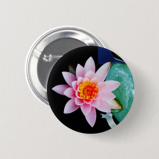 Warme roze en oranje lotuswaterbloem ronde button 5,7 cm (Voorkant /achterkant)
