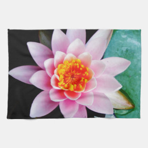 Warme roze en oranje lotuswaterbloem theedoek