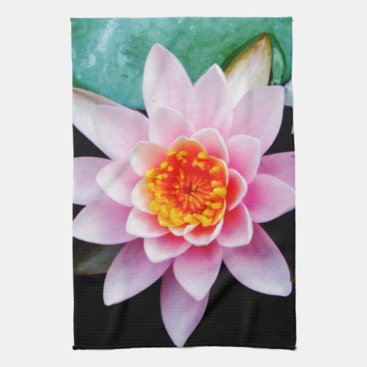 Warme roze en oranje lotuswaterbloem theedoek (Verticaal)