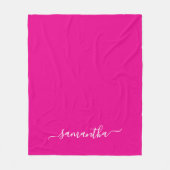Warme Roze en Witte Elegante Script Naam Fleece Deken (Voorkant)