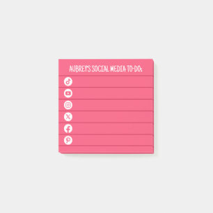 Warme roze en witte social media to do lijst post-it® notes