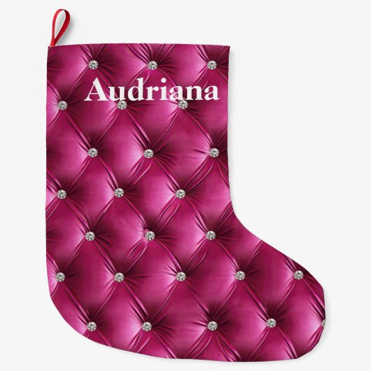 Warme Roze Faux Velvet Grote Kerstsok (Voorkant)